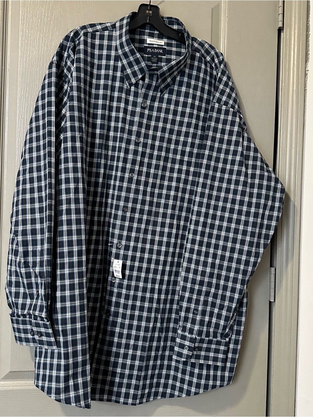 Jos. A. Bank Men's Navy Plaid Button-Down Shirt NEW Plus 3X Business